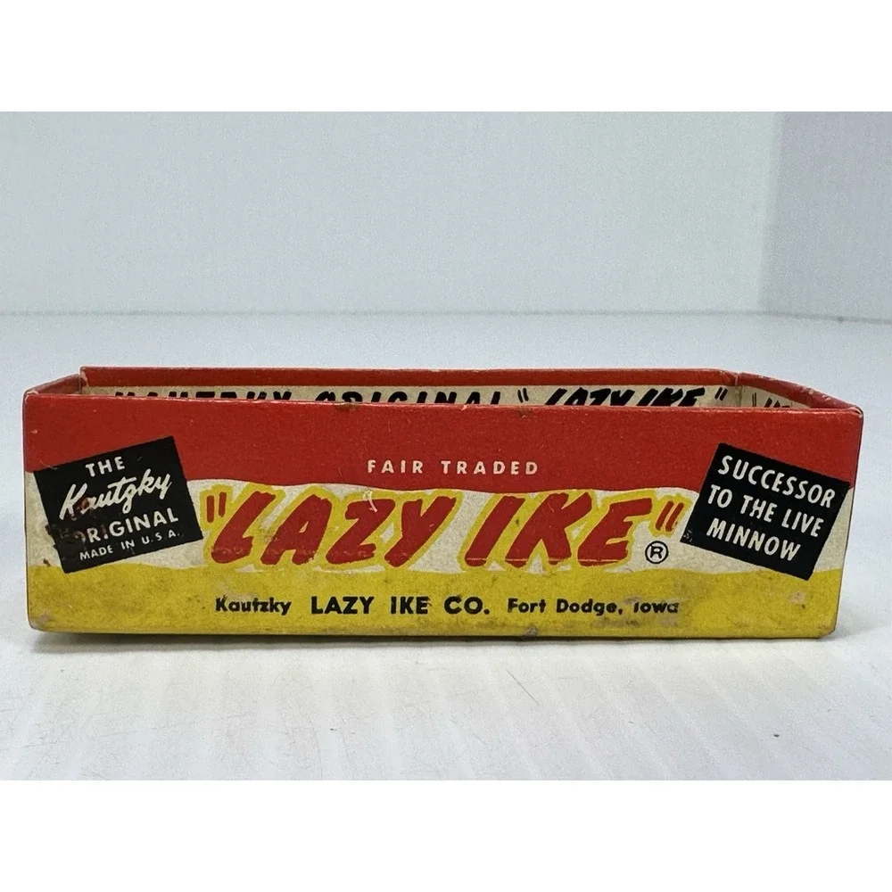 Vintage Kautzky Lazy Ike 3 Wooden Fishing Lure Original‎ Box Is In Ruff Shape